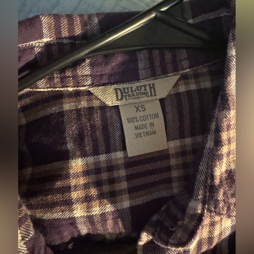 Duluth Trading Co Purple Plaid Shirt Sz XS